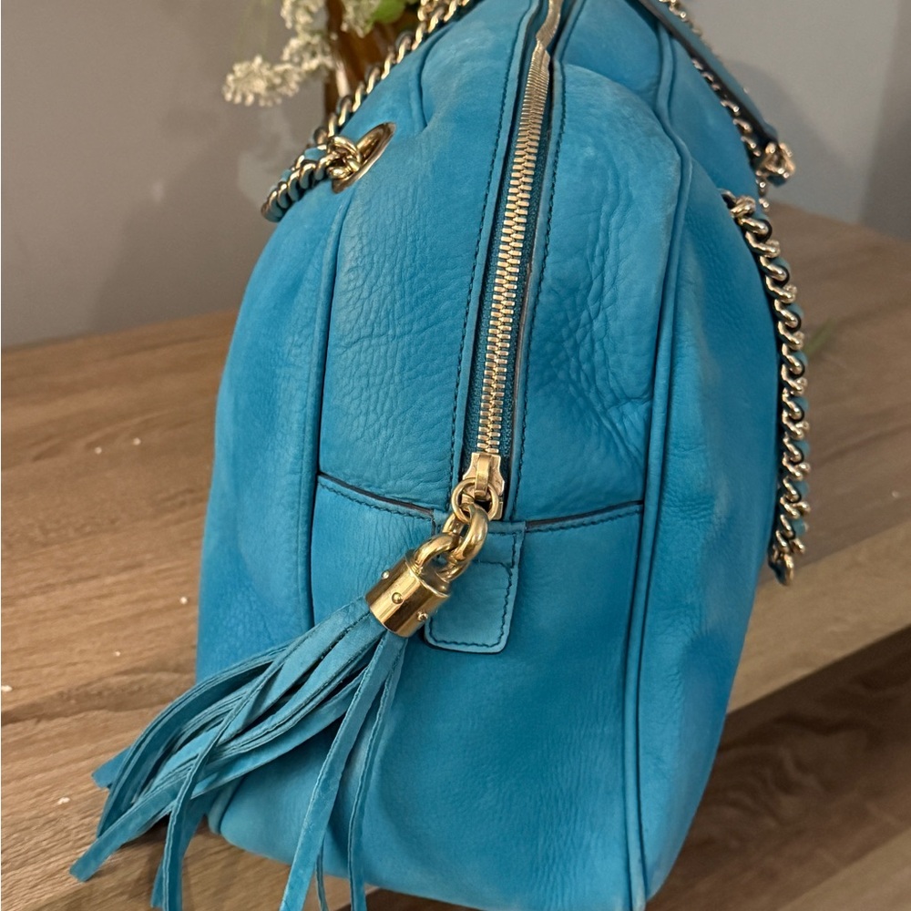 Gucci Soho Blue Nubuck Leather Shoulder Bag - Picture 8 of 15